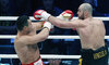 Wladimir Klitschko and Tyson Fury during a world heavyweight title fight between Wladimir Klitschko and Tyson Fury at the Esprit Arena in Duesseldorf, Germany on 2015/11/29.
