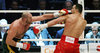 Wladimir Klitschko and Tyson Fury during a world heavyweight title fight between Wladimir Klitschko and Tyson Fury at the Esprit Arena in Duesseldorf, Germany on 2015/11/29.
