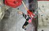 Caroline Ciavaldini of France climbing during women finals of last IFSC Sport Climbing World cup of 2008 season. Final race of IFSC Sport Climbing World Cup of 2008 season was held in Kranj, Slovenia on 16th of November 2008. 
