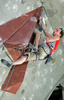 Cedric Lachat of Switzerland climbing during men finals of last IFSC Sport Climbing World cup of 2008 season. Final race of IFSC Sport Climbing World Cup of 2008 season was held in Kranj, Slovenia on 16th of November 2008. 
