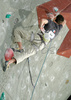 Flavien Guerimand of France climbing during men finals of last IFSC Sport Climbing World cup of 2008 season. Final race of IFSC Sport Climbing World Cup of 2008 season was held in Kranj, Slovenia on 16th of November 2008. 
