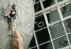 Jakob Schubert of Austria climbing during men finals of last IFSC Sport Climbing World cup of 2008 season. Final race of IFSC Sport Climbing World Cup of 2008 season was held in Kranj, Slovenia on 16th of November 2008. 
