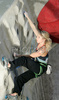 Natalija Gros of Slovenia climbing during women finals of last IFSC Sport Climbing World cup of 2008 season. Final race of IFSC Sport Climbing World Cup of 2008 season was held in Kranj, Slovenia on 16th of November 2008. 
