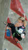 Natalija Gros of Slovenia climbing during women finals of last IFSC Sport Climbing World cup of 2008 season. Final race of IFSC Sport Climbing World Cup of 2008 season was held in Kranj, Slovenia on 16th of November 2008. 
