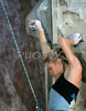 Second placed Maja Vidmar of Slovenia climbing during women finals of last IFSC Sport Climbing World cup of 2008 season. Final race of IFSC Sport Climbing World Cup of 2008 season was held in Kranj, Slovenia on 16th of November 2008. 
