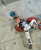 Second placed Maja Vidmar of Slovenia climbing during women finals of last IFSC Sport Climbing World cup of 2008 season. Final race of IFSC Sport Climbing World Cup of 2008 season was held in Kranj, Slovenia on 16th of November 2008. 
