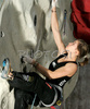 Winner Johanna Ernst of Austria climbing during women finals of last IFSC Sport Climbing World cup of 2008 season. Final race of IFSC Sport Climbing World Cup of 2008 season was held in Kranj, Slovenia on 16th of November 2008. 
