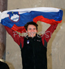 Winner Klemen Becan of Slovenia celebrating his victory in men finals of last IFSC Sport Climbing World cup of 2008 season. Final race of IFSC Sport Climbing World Cup of 2008 season was held in Kranj, Slovenia on 16th of November 2008. 
