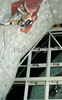 Jakob Schubert of Austria climbing during men finals of last IFSC Sport Climbing World cup of 2008 season. Final race of IFSC Sport Climbing World Cup of 2008 season was held in Kranj, Slovenia on 16th of November 2008. 
