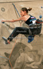 Winner Mina Markovic of Slovenia climbing during women finals of last IFSC Sport Climbing World cup of 2009 season. Final race of IFSC Sport Climbing World Cup of 2009 season was held in Kranj, Slovenia on 15th of November 2009. 

