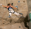Maja Vidmar of Slovenia climbing during women finals of last IFSC Sport Climbing World cup of 2009 season. Final race of IFSC Sport Climbing World Cup of 2009 season was held in Kranj, Slovenia on 15th of November 2009. 
