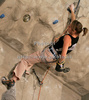 Angela Eiter of Austria climbing during women finals of last IFSC Sport Climbing World cup of 2009 season. Final race of IFSC Sport Climbing World Cup of 2009 season was held in Kranj, Slovenia on 15th of November 2009. 
