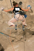 Angela Eiter of Austria climbing during women finals of last IFSC Sport Climbing World cup of 2009 season. Final race of IFSC Sport Climbing World Cup of 2009 season was held in Kranj, Slovenia on 15th of November 2009. 
