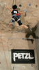 Third placed Johanna Ernst of Austria climbing during women finals of last IFSC Sport Climbing World cup of 2009 season. Final race of IFSC Sport Climbing World Cup of 2009 season was held in Kranj, Slovenia on 15th of November 2009. 
