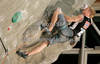Magnus Midtboe of Norway climbing during men finals of last IFSC Sport Climbing World cup of 2009 season. Final race of IFSC Sport Climbing World Cup of 2009 season was held in Kranj, Slovenia on 15th of November 2009. 
