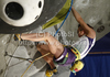 Winner Jain Kim of Korea during women finals of IFSC Sport Climbing World cup 2011. Finals of IFSC Sport Climbing World Cup 2011 were held in Kranj, Slovenia on 20th of November 2011.

