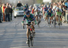 Winner Manuele Boaro of Zalf Desiree Fior before finish line at road race for 32. Trophy of the union of the slovene sports clubs in Italy (32. trofeja ZSSDI). The race was 139 km long and was held on 2nd of March, 2008 in Longera at Trieste, Italy.
