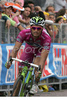 Winner Daniele Bennati (Italy) of Liquigas arriving to finish line in 12th stage of Giro d Italia, from Forli to Carpi (169 km). 12th stage was held on 22nd of May 2008.
