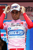 The best in general classification (pink jersey) Giovanni Visconti (Italy) celebrating his success in 12th stage of Giro d Italia, from Forli to Carpi (169 km). 12th stage was held on 22nd of May 2008.
