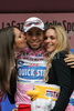 The best in general classification (pink jersey) Giovanni Visconti (Italy) celebrating his success in 12th stage of Giro d Italia, from Forli to Carpi (169 km). 12th stage was held on 22nd of May 2008.
