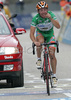 Winner Emanuele Sella (Italy) of CSF Group Navigare at finish line of 14th stage of Giro d Italia, from Verona to Alpe di Pampeago / Val di Fiemme (193 km). 14th stage was held on 24th of May 2008.
