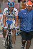Ninth placed Gilberto Simoni (Italy) of Serramenti Pvc Diquigiovanni-Androni Giocattoli at finish line of 14th stage of Giro d Italia, from Verona to Alpe di Pampeago / Val di Fiemme (193 km). 14th stage was held on 24th of May 2008.
