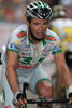 Nineteenth placed Paolo Savoldelli (Italy) of LPR Brakes at finish line of 14th stage of Giro d Italia, from Verona to Alpe di Pampeago / Val di Fiemme (193 km). 14th stage was held on 24th of May 2008.
