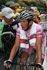 39th placed Gabriele Bosisio (Italy) of LPR Brakes (left) at finish line of 15th stage of Giro d Italia, from Arabba to Passo Fedaia / Marmolada - Dolomiti Stars (153 km). 15th stage was held on 25th of May 2008.
