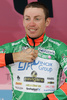 Emanuele Sella (Italy) of CSF Group Navigare in green jersey as the best in the mountain general classification after individual mountain chronometre of 16th stage of Giro d Italia, from San Vigilio di Marebbe to Plan de Corones. 16th stage was held on 26th of May 2008.
