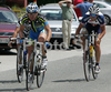 At first intermediate sprint classification winner Pierpaolo Tondo (ITA, Nippor Endeka), second placed behind him Domenico Loria (ITA, Katay cycling team) and third placed Dragan Spasic )SRB, National team Srbija) during race for 41st Grand prix of Kranj, Memorial of Filip Majcen. The race was 161,6 km long and was held on 31st of May, 2008.
