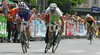 Left winner Grega Bole (SLO, Adria Mobil) and Kristjan Koren (SLO, Perutnina Ptuj) during final sprint of The circuit race Kranj 2008. The race was held on 1st of June, 2008.
