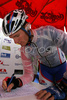 Grega Bole of Slovenia Adria Mobil) signing start list before the start in the 3rd stage from Skofja Loka to Krvavec (110 km) of the 15th Tour de Slovenie. The race was held on 13th of June, 2008.

