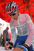 Simon Spilak of Slovenia (Lampre) signing start list before the start in the 3rd stage from Skofja Loka to Krvavec (110 km) of the 15th Tour de Slovenie. The race was held on 13th of June, 2008.
