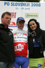 Robert Kiserlovski of Croatia Adria Mobil) in white jersey as the best young rider in 3rd stage from Skofja Loka to Krvavec (110 km) of the 15th Tour de Slovenie. The race was held on 13th of June, 2008.

