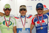 Category Under 23 from L to R: second placed Kristijan Koren (Perutnina Ptuj), winner and national champion Gasper Svab (Sava Kranj) and third placed Marko Kump (Adria Mobil) at national championship of Slovenia, which was held in Mirna Pec. Race was 178,5 km long and it was held on 29th of June, 2008.
