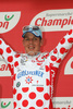Bernhard Kohl (Aut, Gerolsteiner) in polka dot jersey as the best in mountain classification at 15th stage from Embrun (FRA) to Prato Nevoso (ITA,  183 km) of Tour de France, 2008. The stage was held on 20th of July, 2008.
