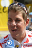 Bernhard Kohl (Aut, Gerolsteiner) in a polka dot jersey as the best in mountain classification at the start of the 16th stage from Cuneo (ITA) to Jausiers  (FRA) of Tour de France. The stage was held on 22nd of July, 2008 and it was 157 km long.

