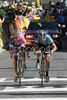 Sylvester Szmyd (Pol, Lampre) and Kim Kirchen (Lux, Columbia) at the finish of the 16th stage from Cuneo (ITA) to Jausiers  (FRA) of Tour de France. The stage was held on 22nd of July, 2008 and it was 157 km long.
