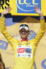 Frank Schleck (Lux, CSC-Saxo Bank)in yellow jersey as the best in general classification of the 16th stage from Cuneo (ITA) to Jausiers  (FRA) of Tour de France. The stage was held on 22nd of July, 2008 and it was 157 km long.
