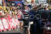 Winner Carlos Sastre (Spa, CSC-Saxo Bank) at the finish of the 17th stage from Embrun to L Alpe-d Huez of Tour de France. The stage was held on 23rd of July, 2008 and it was 210,5 km long.
