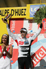 Winner of the stage Carlos Sastre (Spa, CSC-Saxo Bank) at podium of the 17th stage from Embrun to L Alpe-d Huez of Tour de France. The stage was held on 23rd of July, 2008 and it was 210,5 km long.
