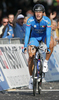 Adriano Malori of Italy finishing U23 time trial race of UCI Road Cycling World Championships in Varese, Italy. U23 time trial of UCI Road cycling World Championships was held in Varese, Italy, on Tuesday 23rd of September 2008.
