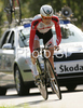 Second placed Christiane Soeder of Austria riding during Women elite time trial race of UCI Road Cycling World Championships in Varese, Italy. Women elite time trial of UCI Road cycling World Championships was held in Varese, Italy, on Wednesday 24th of September 2008.
