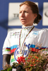 Winner Amber Neben of USA celebrating her medal won in Women elite time trial race of UCI Road Cycling World Championships in Varese, Italy. Women elite time trial of UCI Road cycling World Championships was held in Varese, Italy, on Wednesday 24th of September 2008.
