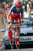 Sylvain Chavanel of France riding during Men elite time trial race of UCI Road Cycling World Championships in Varese, Italy. Men elite time trial of UCI Road cycling World Championships was held in Varese, Italy, on Thursday 25th of September 2008.
