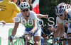 Kristjan Koren of Slovenia (L) and Marko Kump of Slovenia (R) riding during Men U23 road race of UCI Road Cycling World Championships in Varese, Italy. Men U23 road race of UCI Road cycling World Championships was held in Varese, Italy, on Friday 26th of September 2008.
