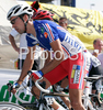 Remi Cusin of France riding during Men U23 road race of UCI Road Cycling World Championships in Varese, Italy. Men U23 road race of UCI Road cycling World Championships was held in Varese, Italy, on Friday 26th of September 2008.
