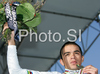 Winner Fabio Andres Duarte Arevalo of Colombia celebrates his medal won in Men U23 road race of UCI Road Cycling World Championships in Varese, Italy. Men U23 road race of UCI Road cycling World Championships was held in Varese, Italy, on Friday 26th of September 2008.
