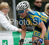 Marie Lindberg of Sweden riding during Women elite road race of UCI Road Cycling World Championships in Varese, Italy. Women Elite road race of UCI Road cycling World Championships was held in Varese, Italy, on Saturday 27th of September 2008.
