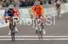 Winner Nicole Cooke of Great Britain (L) outsprints second placed Marianne Vos of Netherlands (M) and third placed Judith Arndt of Germany (R) in finish of Women elite road race of UCI Road Cycling World Championships in Varese, Italy. Women Elite road race of UCI Road cycling World Championships was held in Varese, Italy, on Saturday 27th of September 2008.
